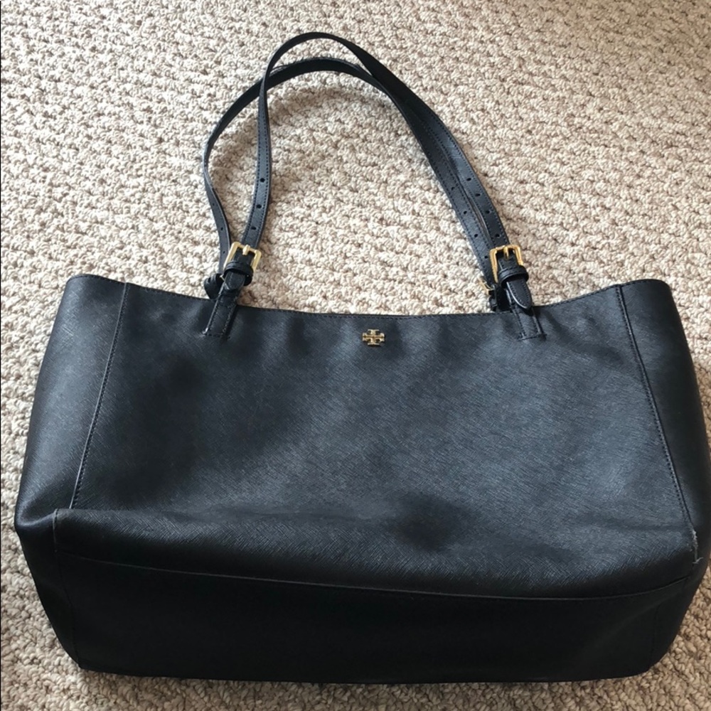 Tory Burch Robinson black leather tote